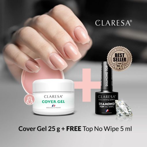 CLARESA Cover Gel 25 g + FREE Top No Wipe 5 ml