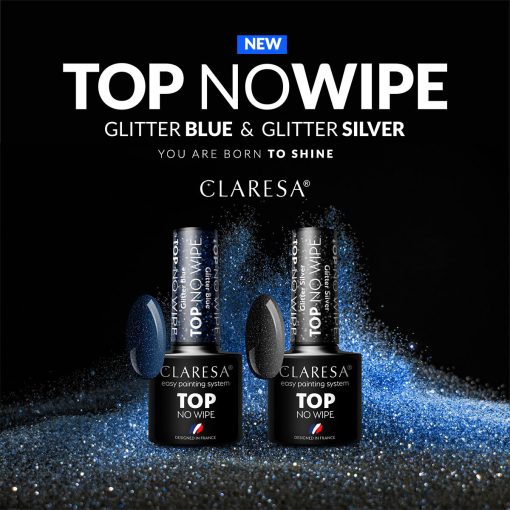 CLARESA TOP NO WIPE 5 ml Glitter Blue - Image 3