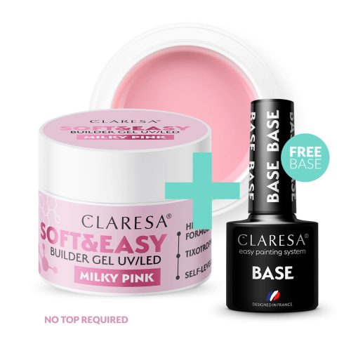 Claresa SOFT&EASY Builder Gel MILKY PINK 45g + FREE BASE