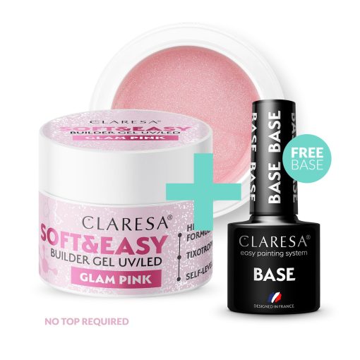Claresa SOFT&EASY Builder Gel GLAM PINK 45g + FREE BASE