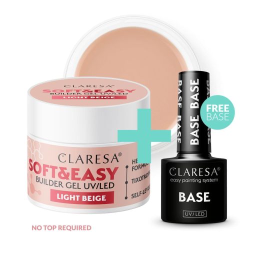 Claresa SOFT&EASY Builder Gel LIGHT BEIGE 45g + FREE BASE