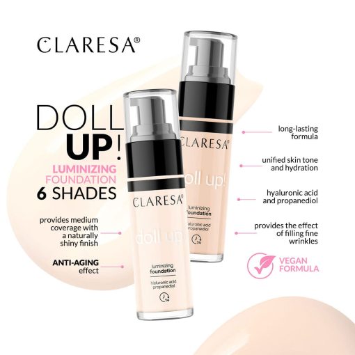 CLARESA Luminazing Foundation DOLL UP! 01 FAIR-LIGHT 34 g - Image 3