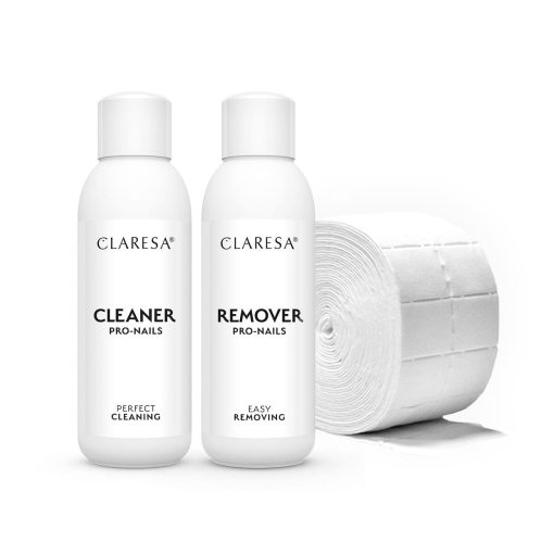 Claresa Cleaner 0.5 l + Remover 0.5 l + Nail Wipes 500 pcs