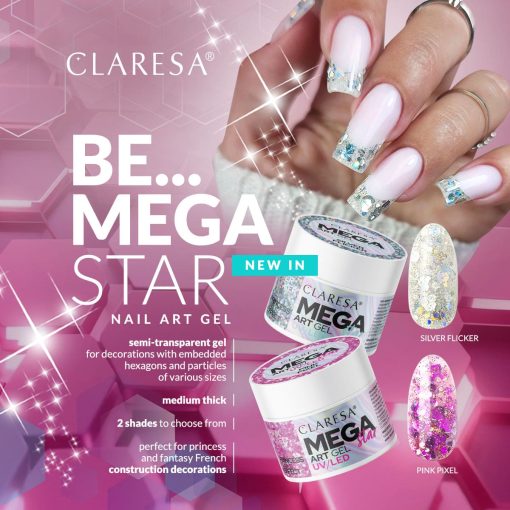 Claresa MEGA STAR Decoration Gel SILVER FLICKER 10 g - Image 2