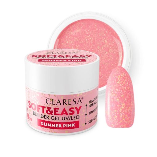 Claresa SOFT&EASY Builder Gel GLIMMER PINK 45g - Image 2