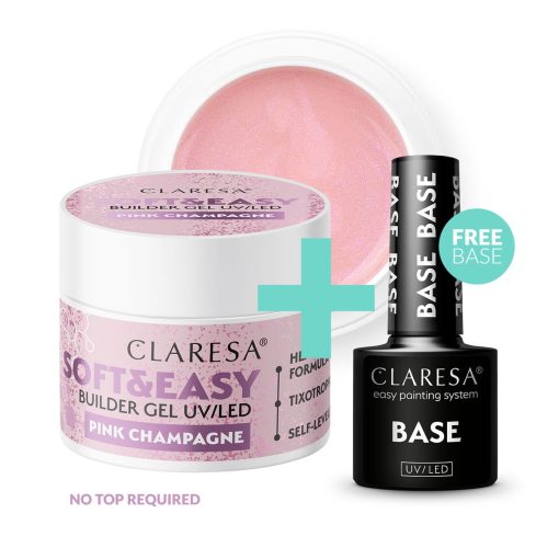 Claresa SOFT&EASY Builder Gel BLINKING PINK 45g + FREE BASE